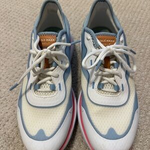 Cole Haan White and Blue Sneakers with Pink Sole